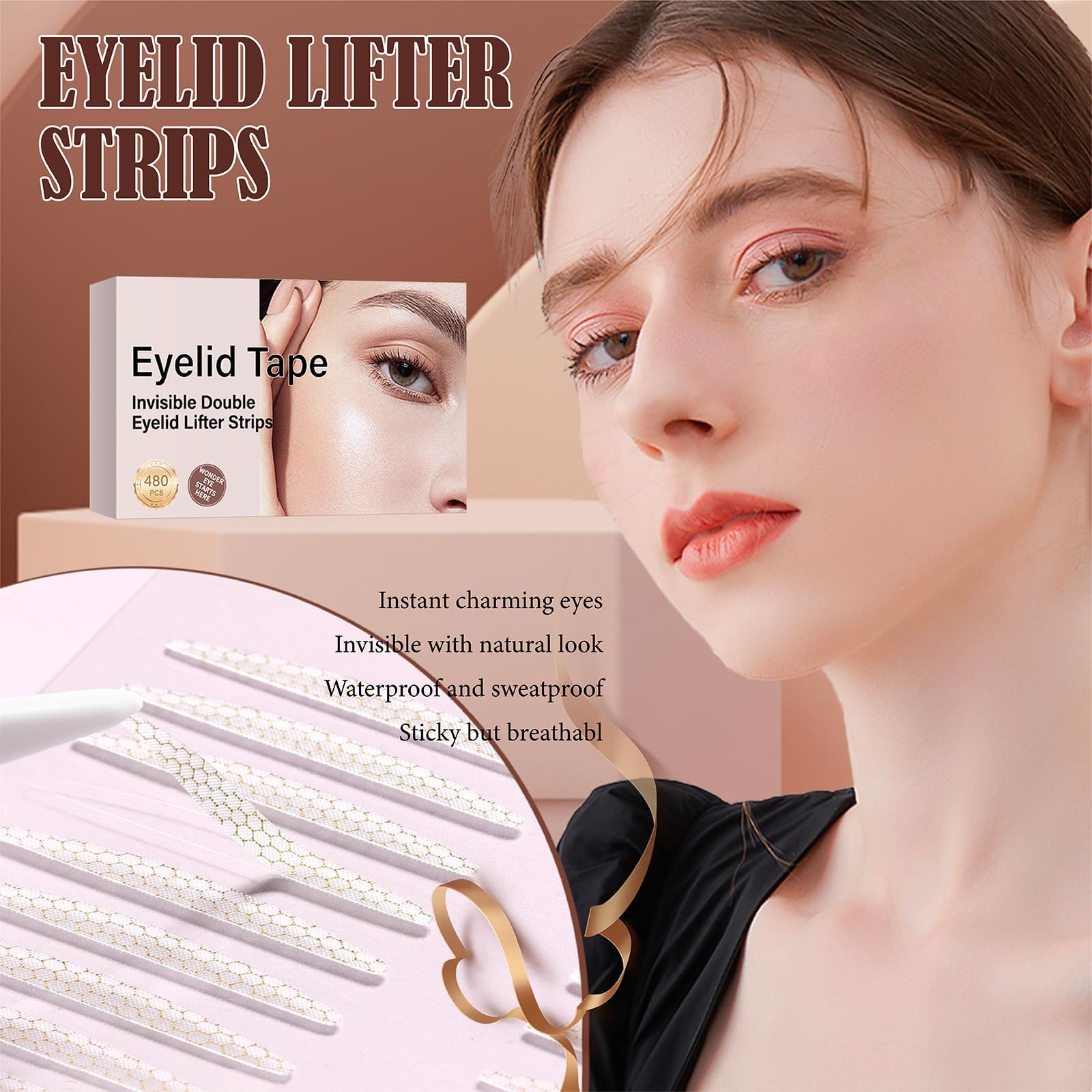 YAGUVI Eyelid Tape – Invisible Lifter Strips for Hooded Eyes (480 Count)