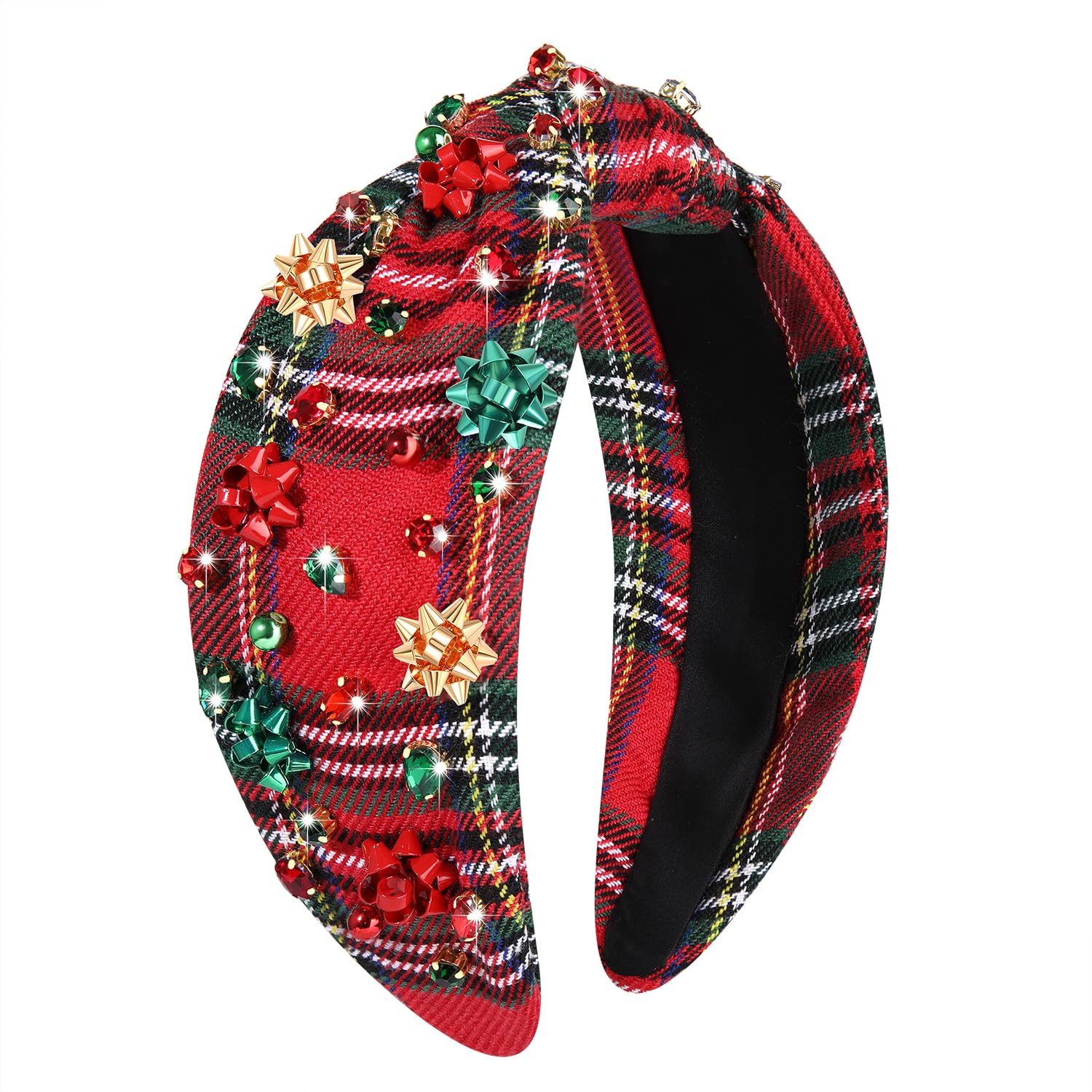YAHPERN Christmas Headband for Women – Jeweled Xmas Bow, Snowflake, Knotted Style