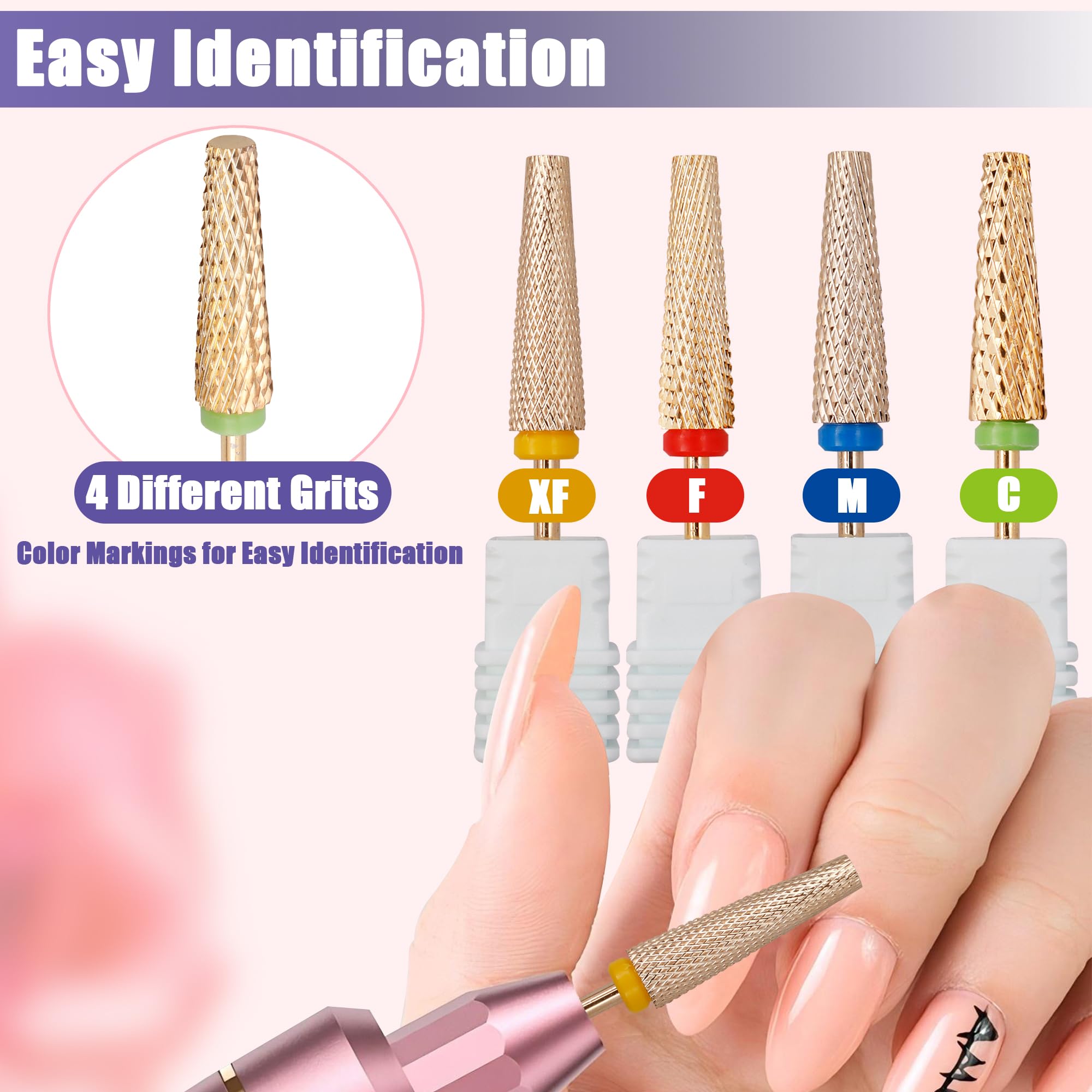 YAKAMOZ 4Pcs Super Long Nail Drill Bits Set – 3/32" Carbide Tungsten Efile Bits for Manicure & Pedicure