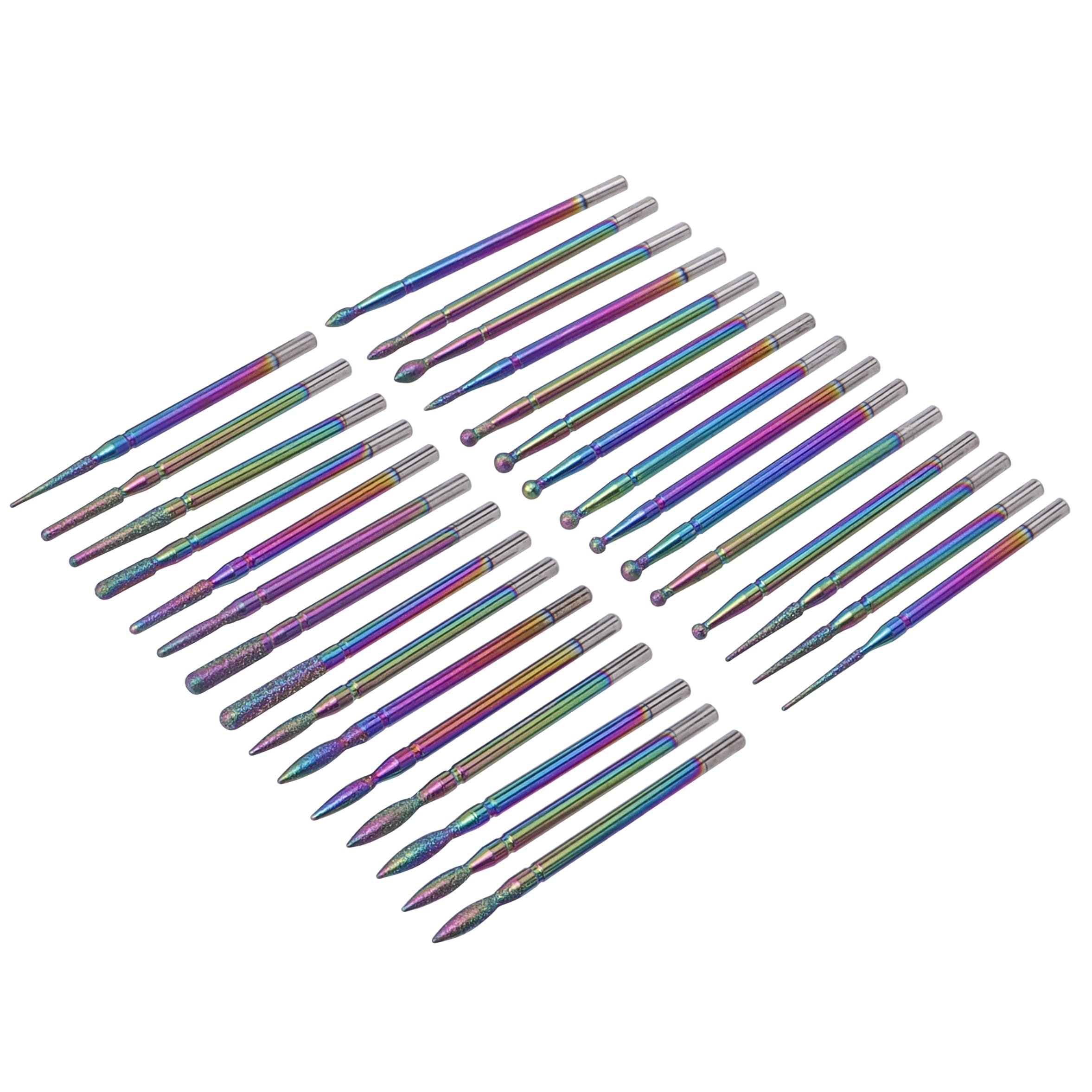 YAKAMOZ Professional Cuticle Nail Drill Bits – 30Pcs, 3/32 Inch Shank Diamond E File Set for Gel Polish, Acrylic & Cuticle Removal