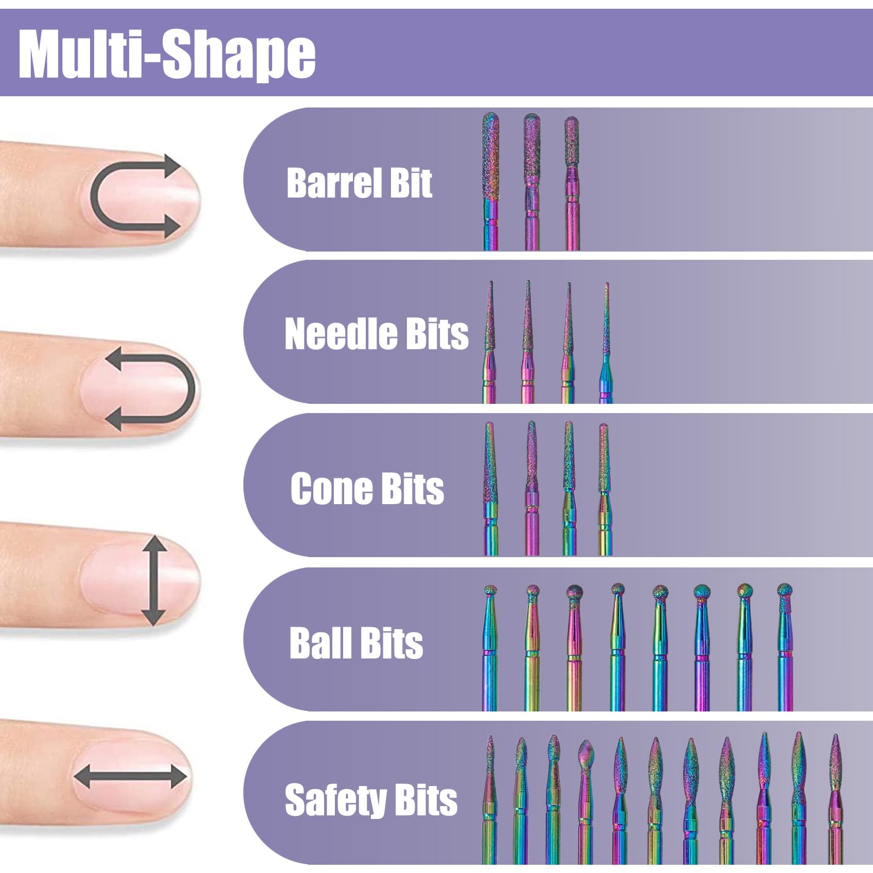 YAKAMOZ Professional Cuticle Nail Drill Bits – 30Pcs, 3/32 Inch Shank Diamond E File Set for Gel Polish, Acrylic & Cuticle Removal