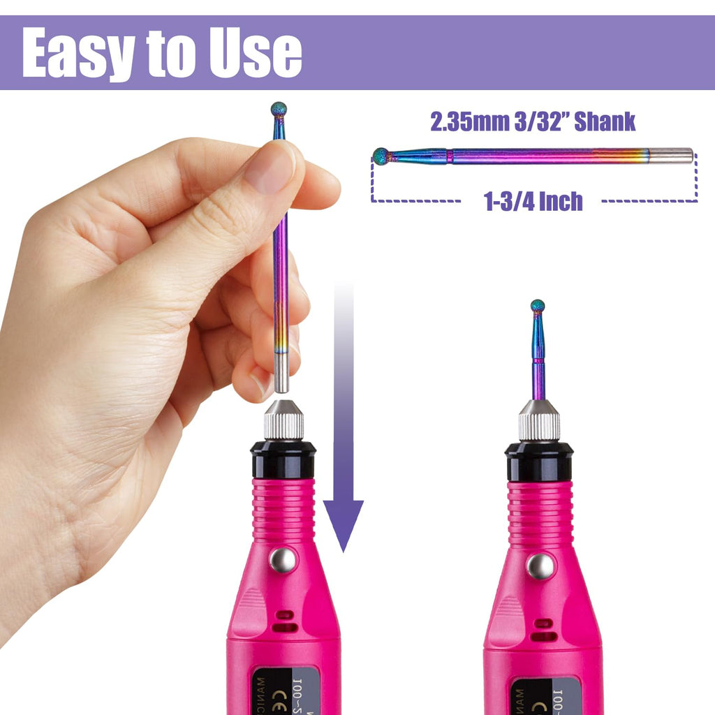 YAKAMOZ Professional Cuticle Nail Drill Bits – 30Pcs, 3/32 Inch Shank Diamond E File Set for Gel Polish, Acrylic & Cuticle Removal
