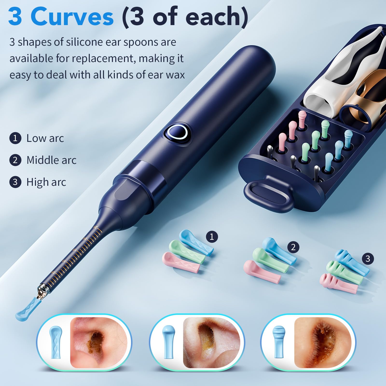 Yakbio Ear Cleaner with Camera 1296P HD - 6 LED Lights, Wireless Ear Wax Removal Kit
