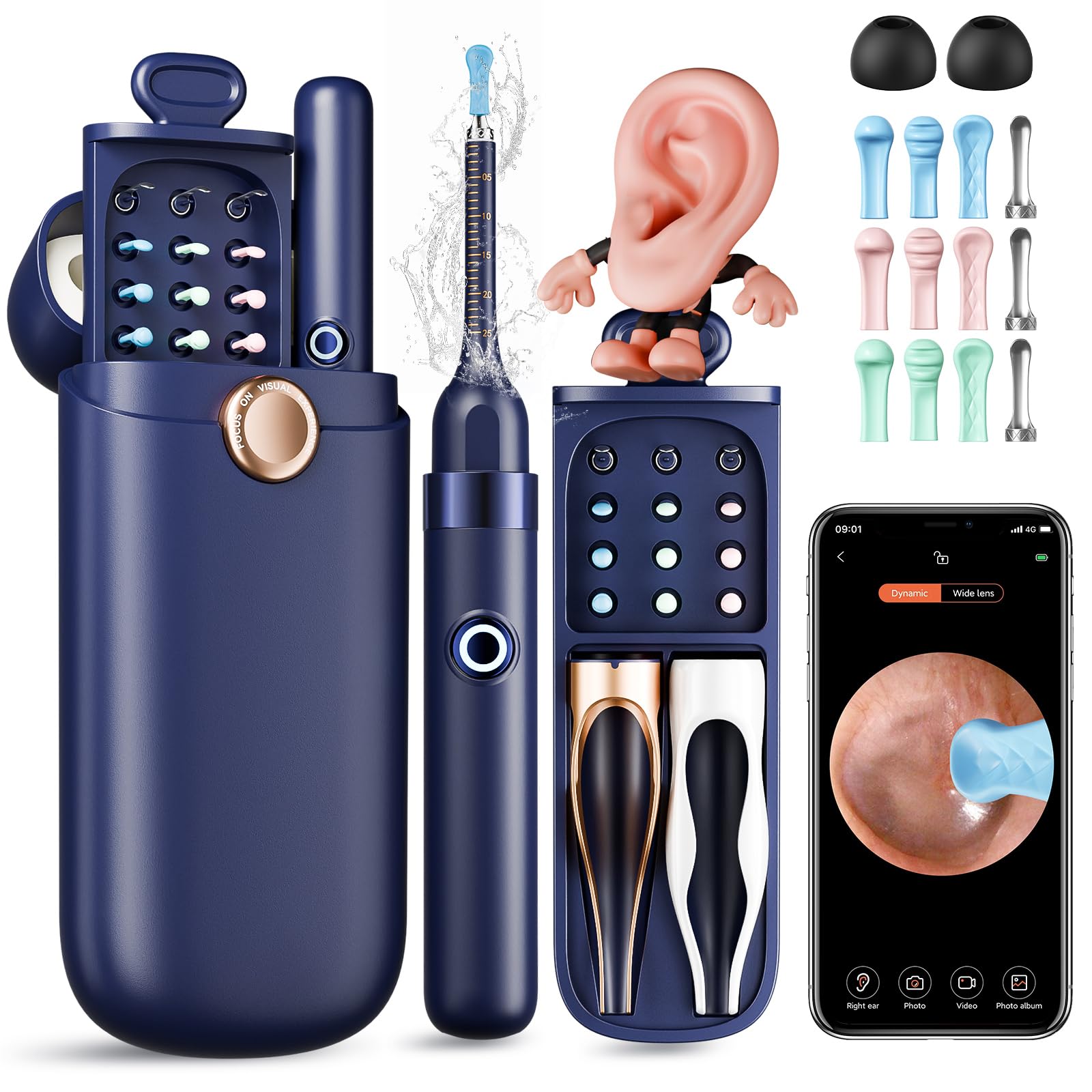 Yakbio Ear Cleaner with Camera 1296P HD - 6 LED Lights, Wireless Ear Wax Removal Kit