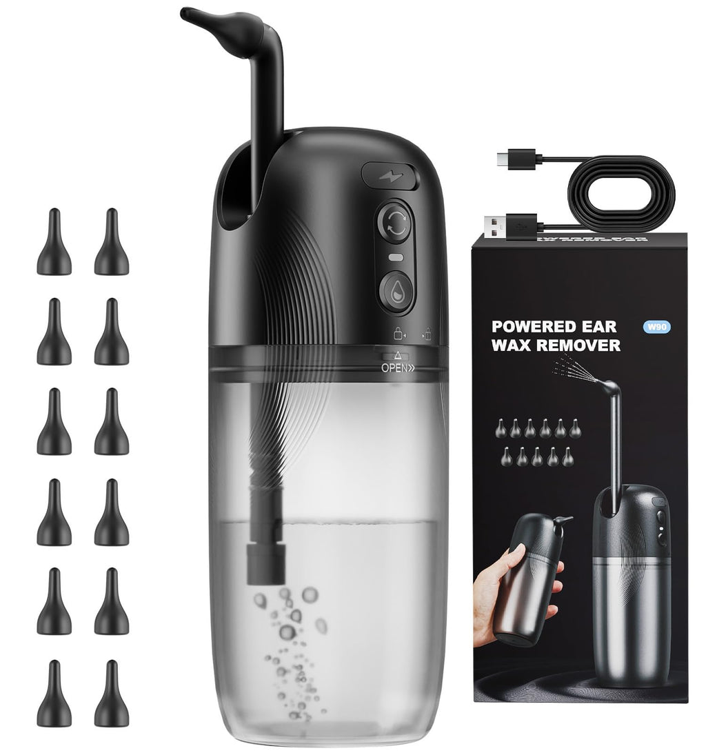Yakbio Electric Ear Wax Removal Kit | Water-Powered Ear Cleaner, 3 Modes, 12 Tips, IPX7, USB Rechargeable