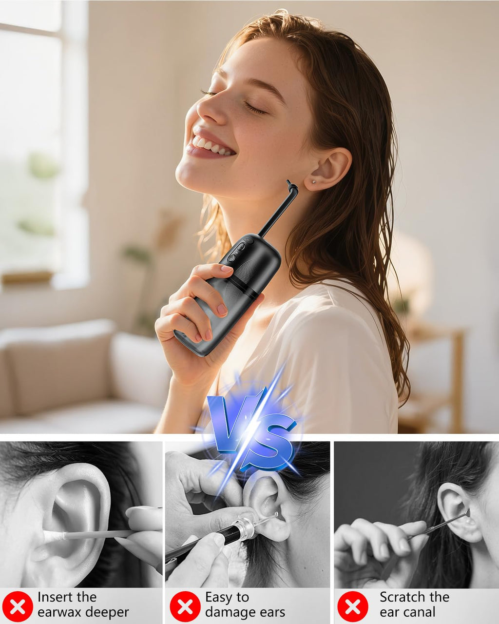 Yakbio Electric Ear Wax Removal Kit | Water-Powered Ear Cleaner, 3 Modes, 12 Tips, IPX7, USB Rechargeable