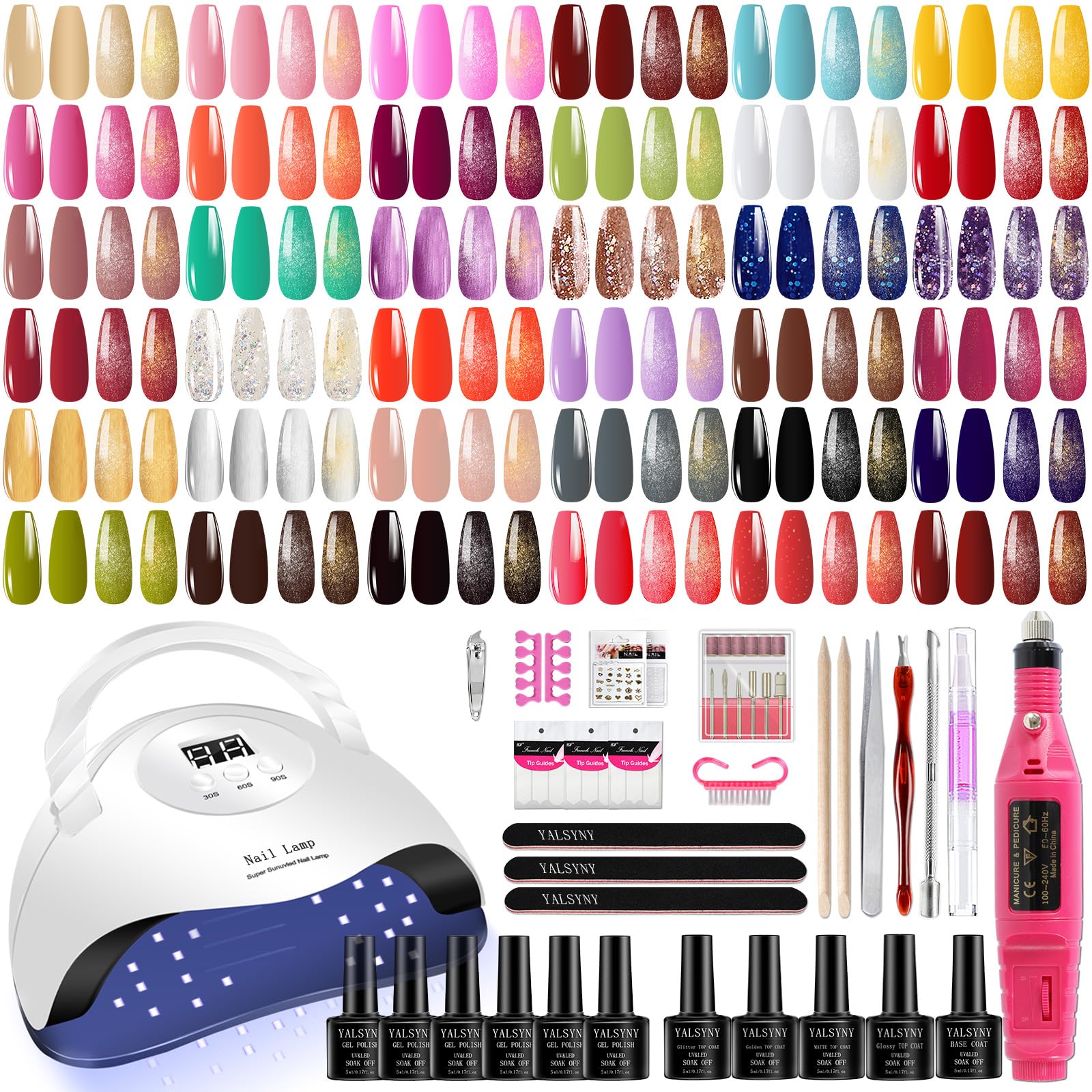 YALSYINY Gel Nail Polish Kit with UV Lamp and Drill Starter – 36 Colors