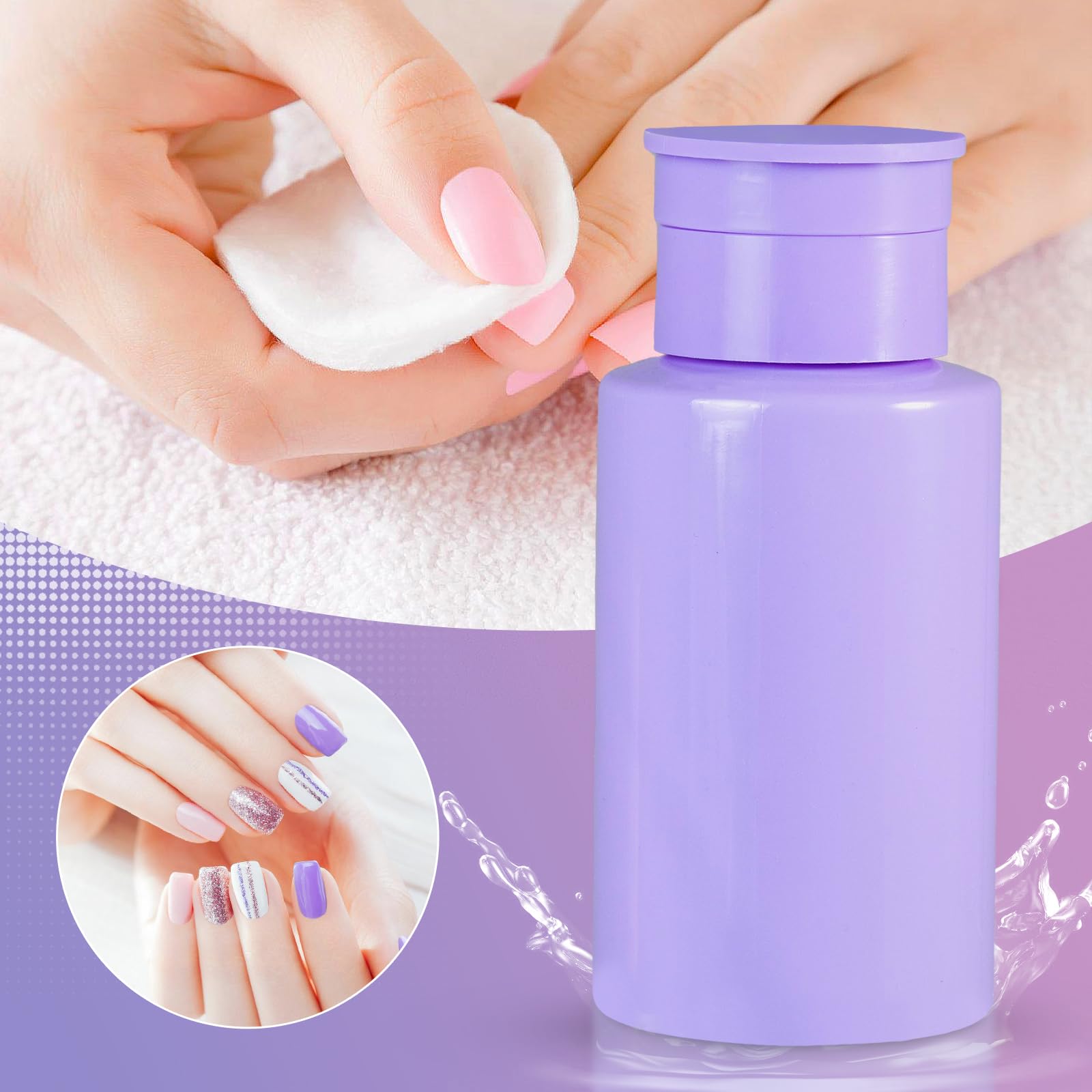 YAMYONE Push-Down Pump Bottles 200ml – Refillable Dispenser for Alcohol, Nail Polish Remover & Makeup Remover