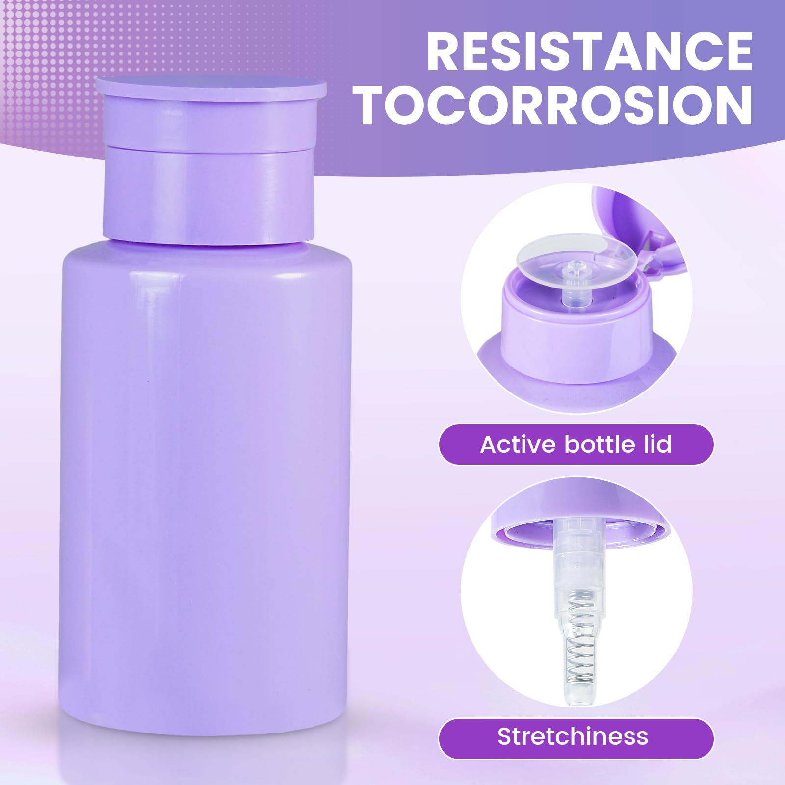 YAMYONE Push-Down Pump Bottles 200ml – Refillable Dispenser for Alcohol, Nail Polish Remover & Makeup Remover