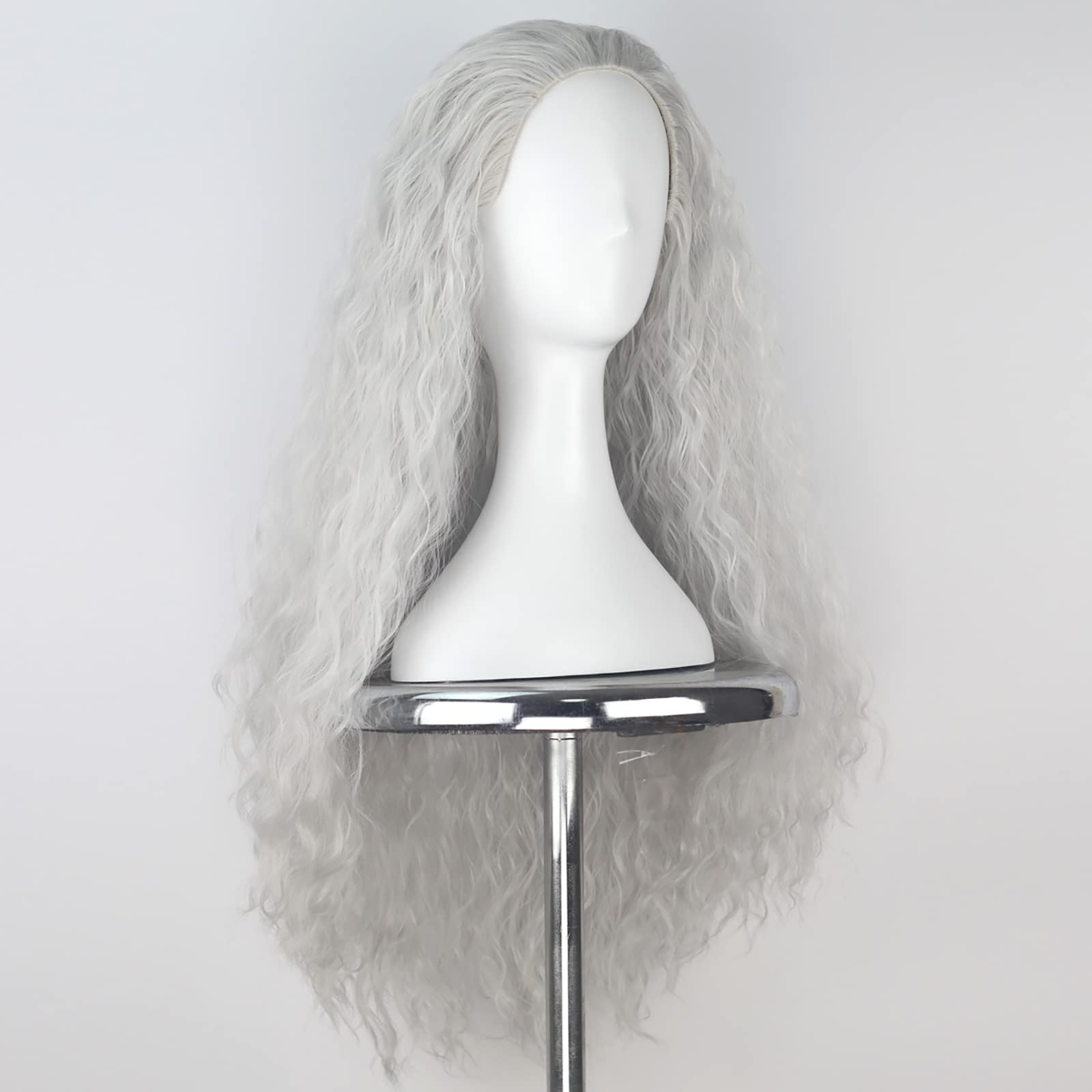Yan Dream Long Silvery Old Lady Wig – Granny Witch Cosplay Hair for Women (Halloween)