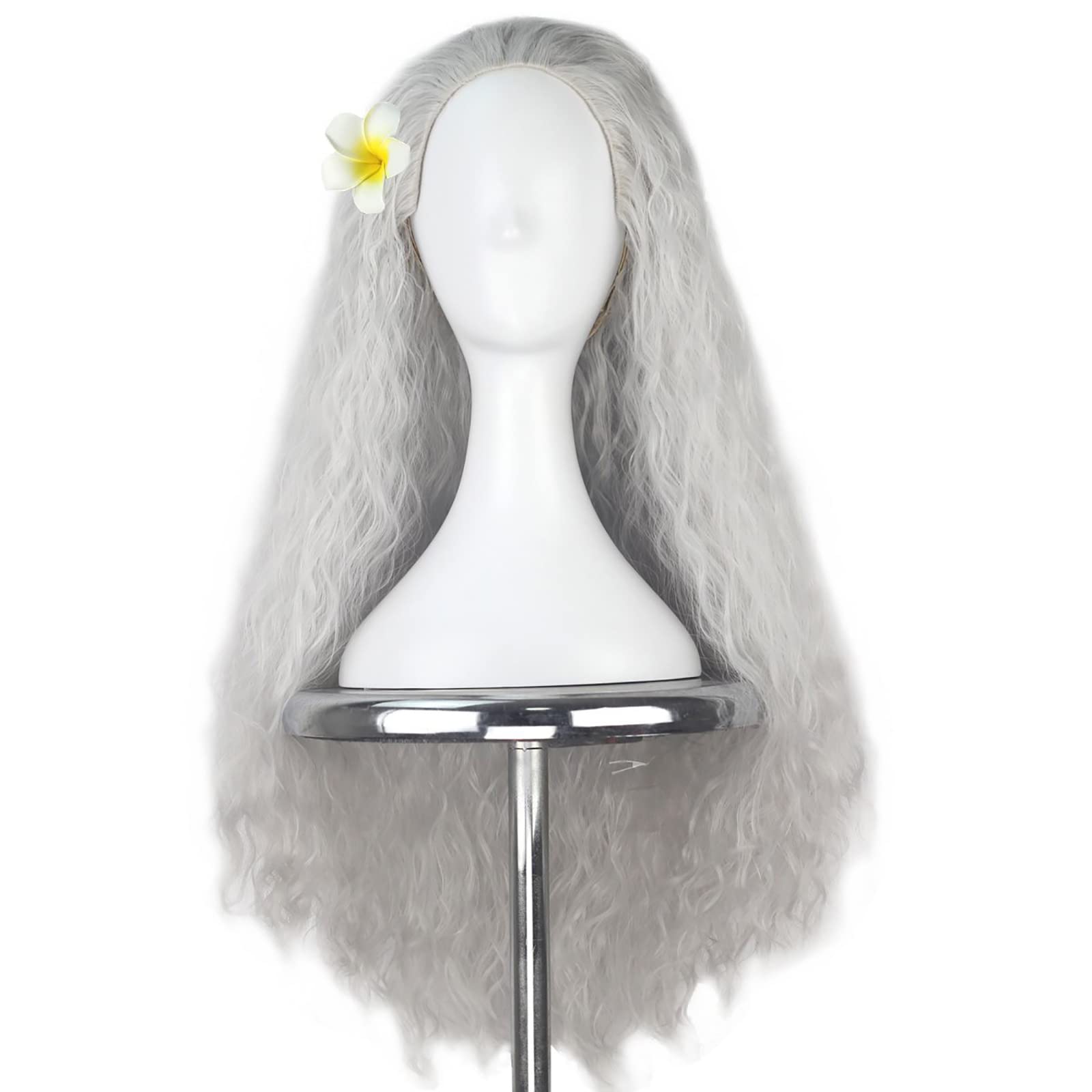 Yan Dream Long Silvery Old Lady Wig – Granny Witch Cosplay Hair for Women (Halloween)