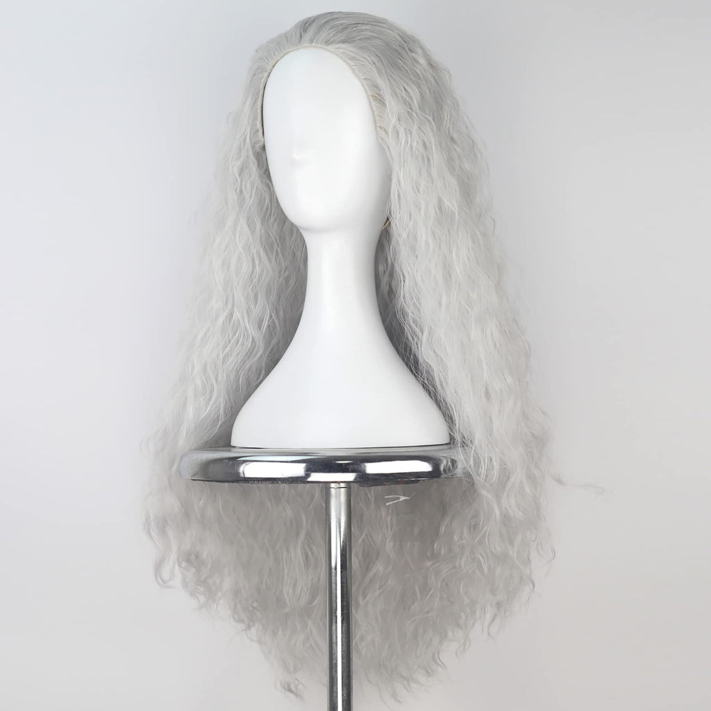 Yan Dream Long Silvery Old Lady Wig – Granny Witch Cosplay Hair for Women (Halloween)