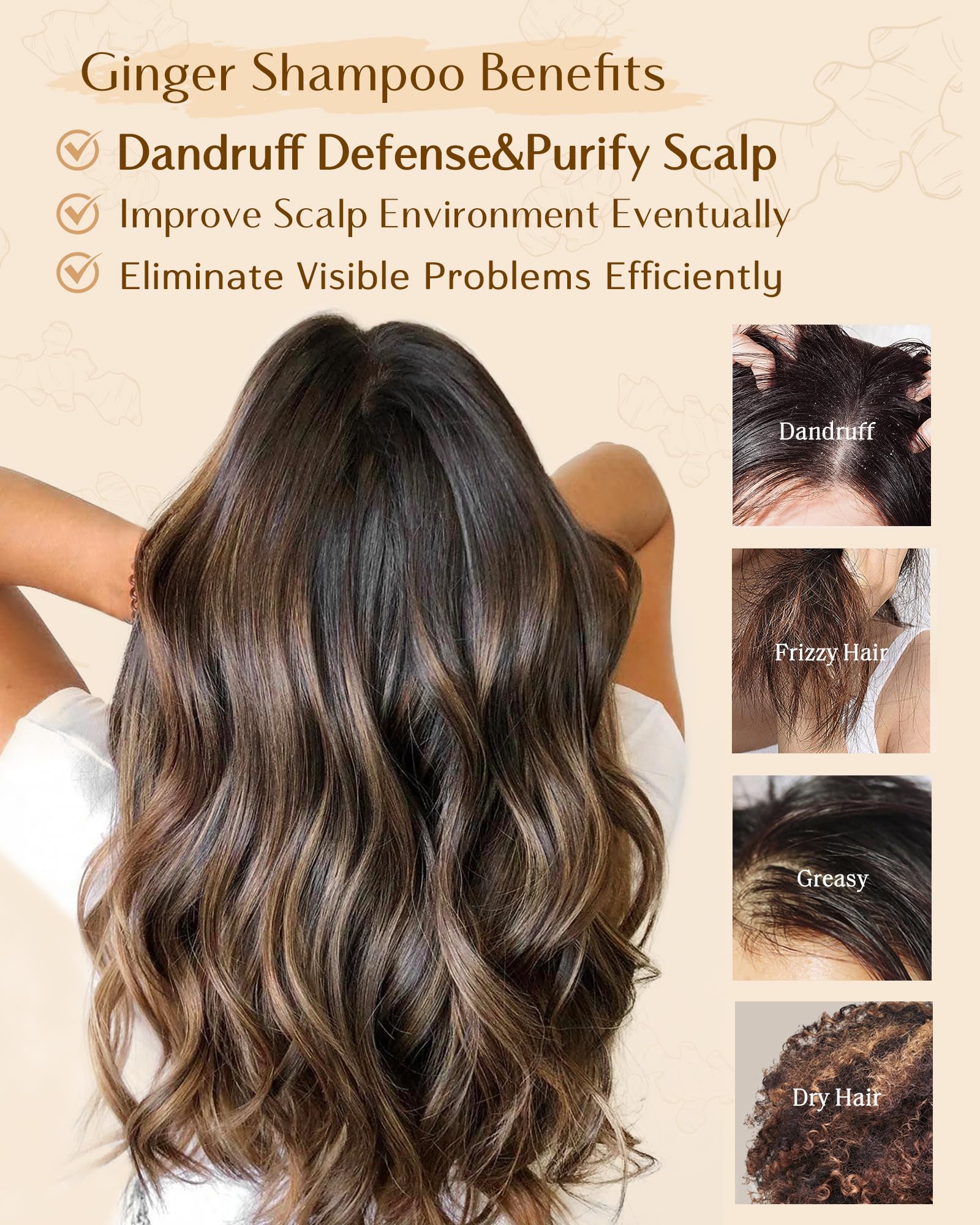YANIBEST Anti-Dandruff Ginger Shampoo | Organic Ginger Formula for Scalp Health & Itch Relief