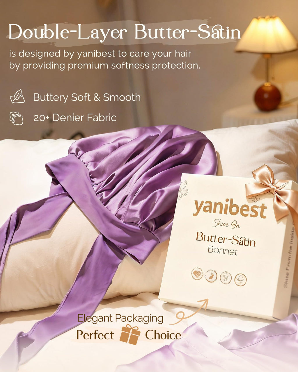 YANIBEST Adjustable Satin Bonnet for Sleeping Women | Double Layer Hair Protection