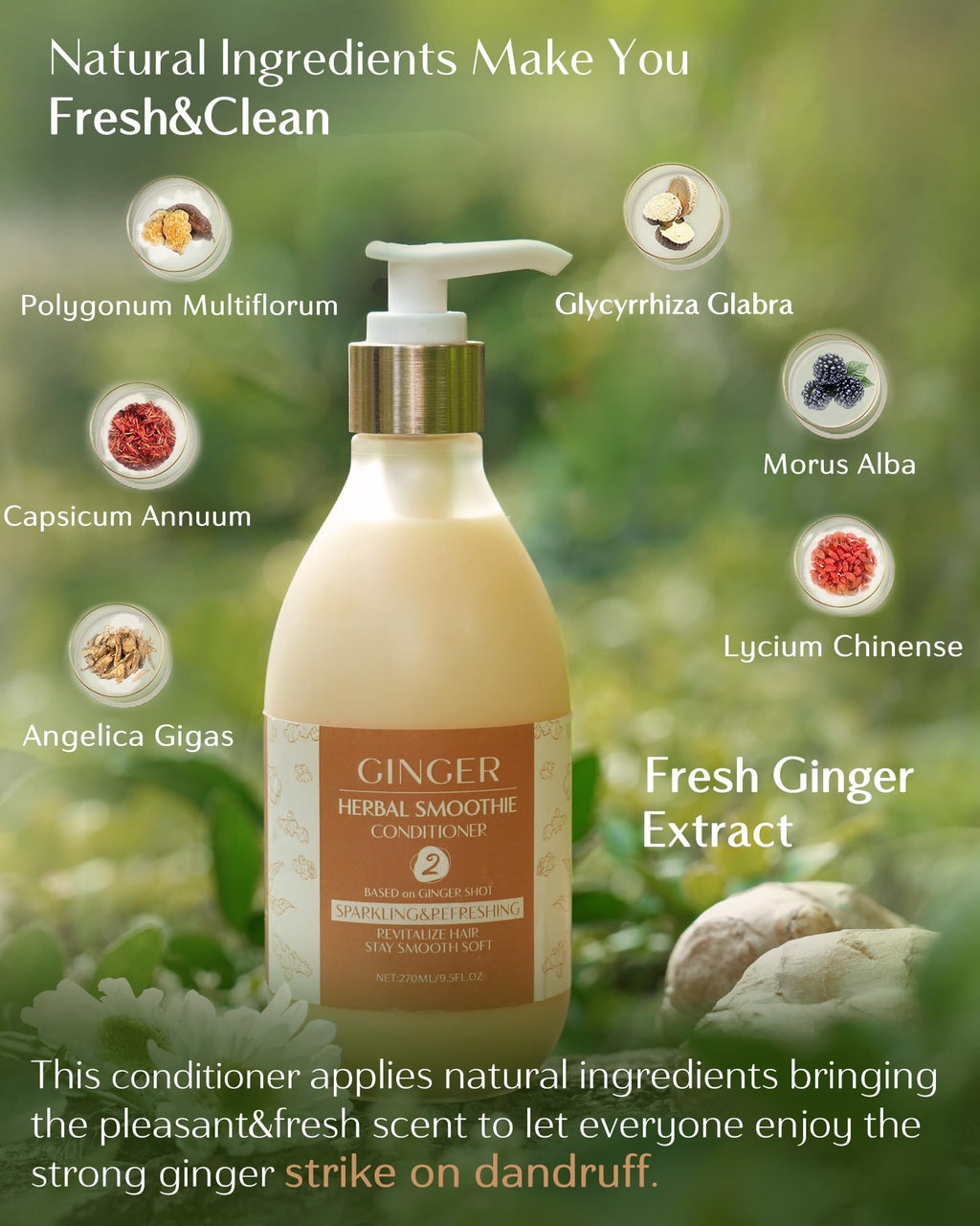 Yanibest Ginger Shot Smoothie Conditioner — Organic Ginger for Shiny, Soft Hair | All Hair Types