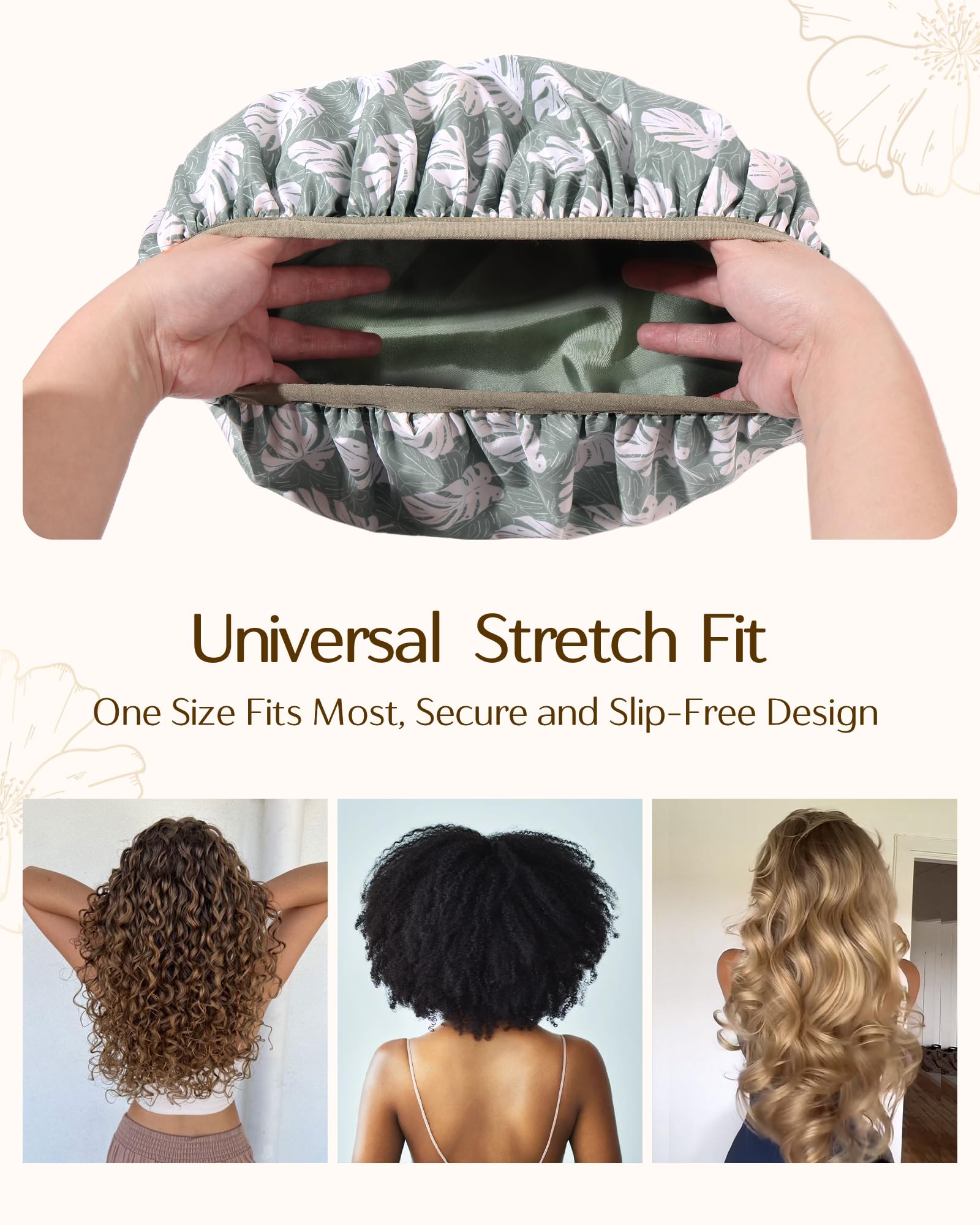 Yanibest Shower Cap for Women – Waterproof Double-Layer Satin Bonnet