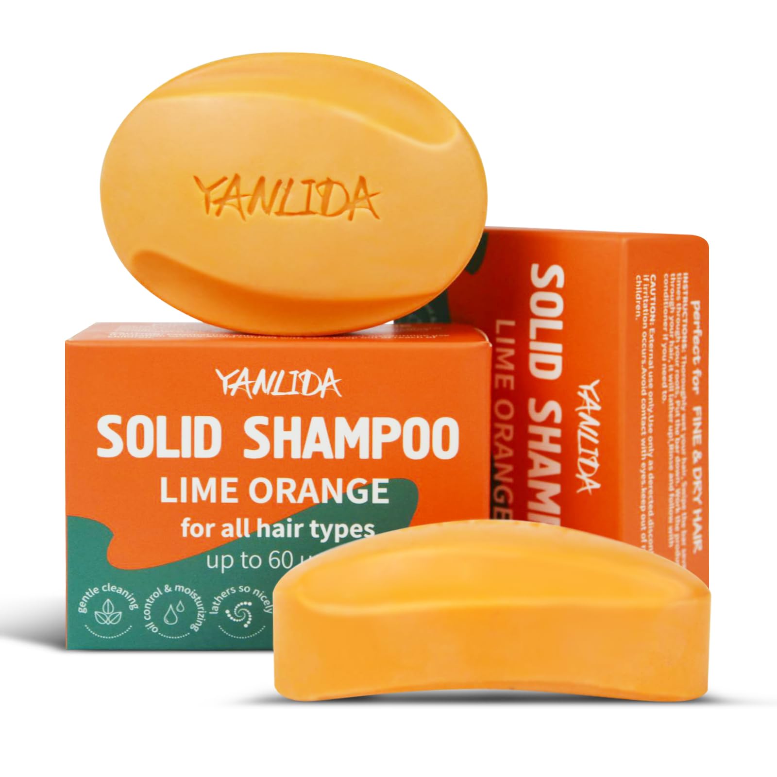 YANLIDA Solid Shampoo Bar 2-In-1 Citrus for All Hair Types | 2 x 3 oz