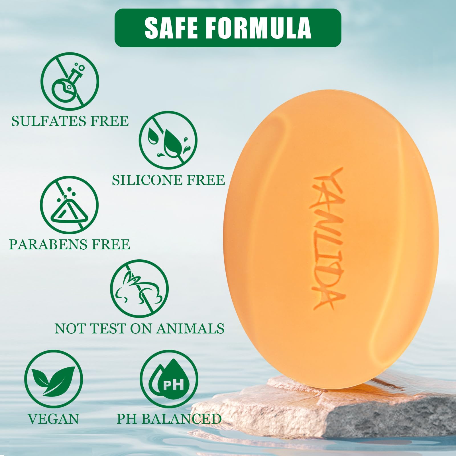 YANLIDA Solid Shampoo Bar 2-In-1 Citrus for All Hair Types | 2 x 3 oz