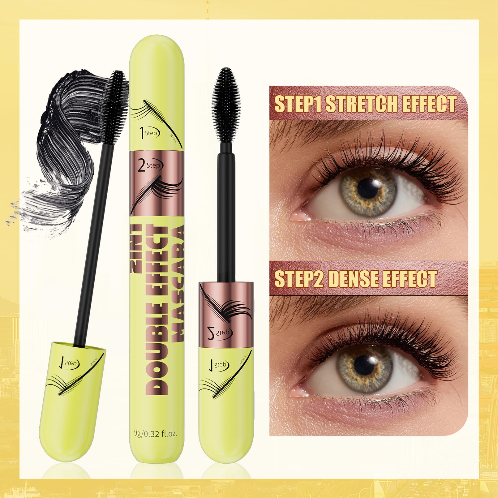 Yanqina Black Tubing Mascara – Waterproof, No-Smudge, Volume & Length