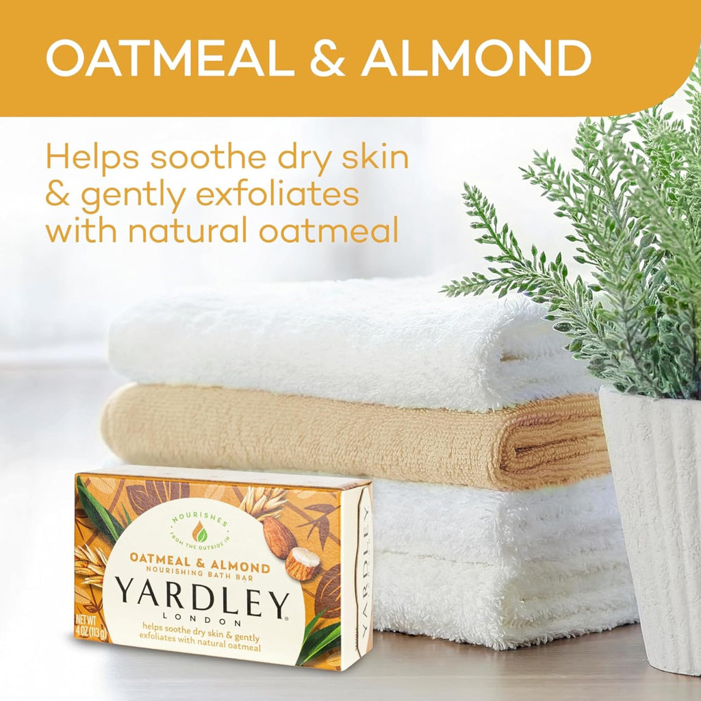 Yardley London Moisturizing Bar – Oatmeal & Almond, Natural Oats (4.0 oz) Pack of 6