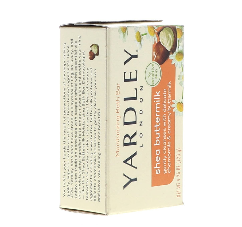 Yardley London Sensitive Skin Shea Buttermilk Bar Soap – 4 oz (Pack of 6)