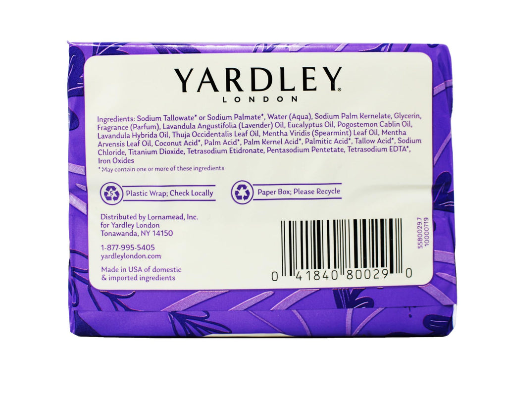 Yardley London English Lavender Nourishing Bath Bar – Calming & Soothing with Essential Oils, 12 Bars (4 oz each) in 6 Boxes