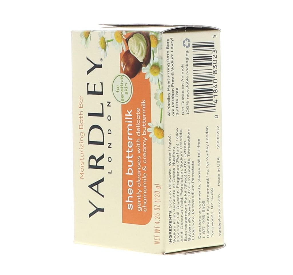 Yardley London Sensitive Skin Shea Buttermilk Bar Soap – 4 oz (Pack of 6)