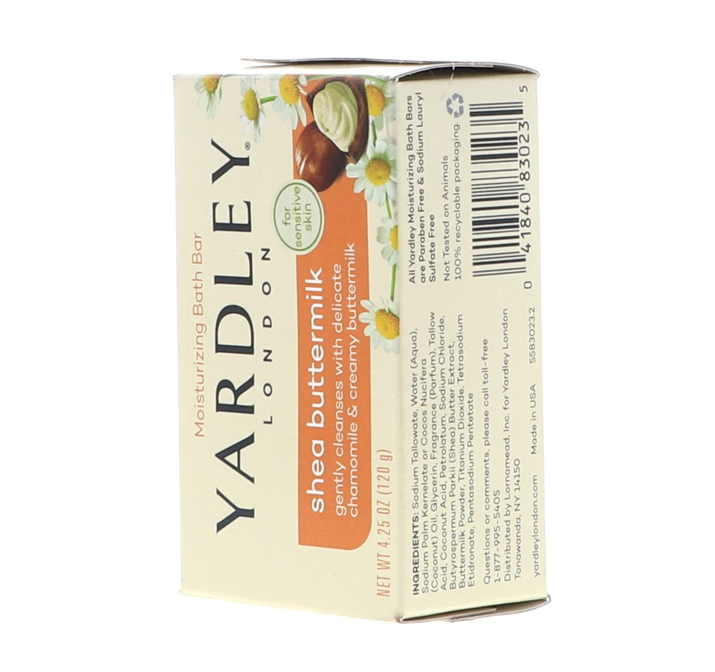 Yardley London Sensitive Skin Shea Buttermilk Bar Soap – 4 oz (Pack of 6)