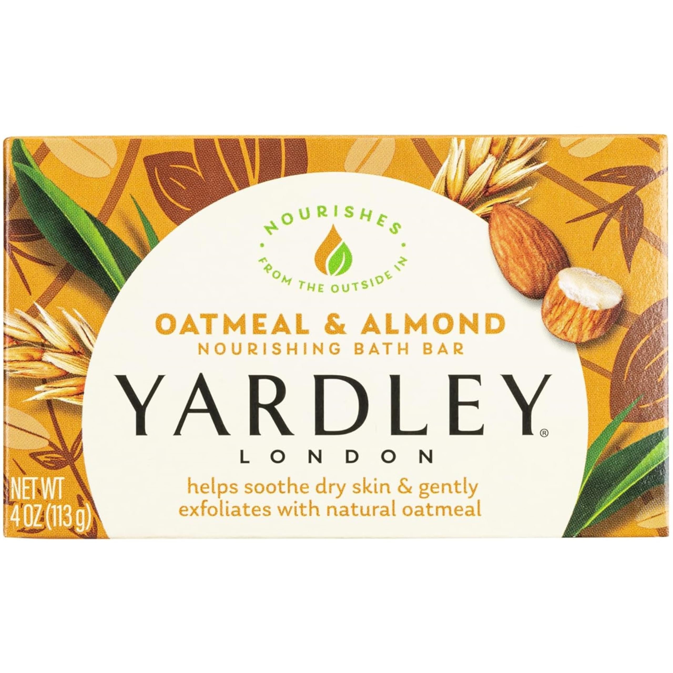 Yardley London Moisturizing Bar – Oatmeal & Almond, Natural Oats (4.0 oz) Pack of 6
