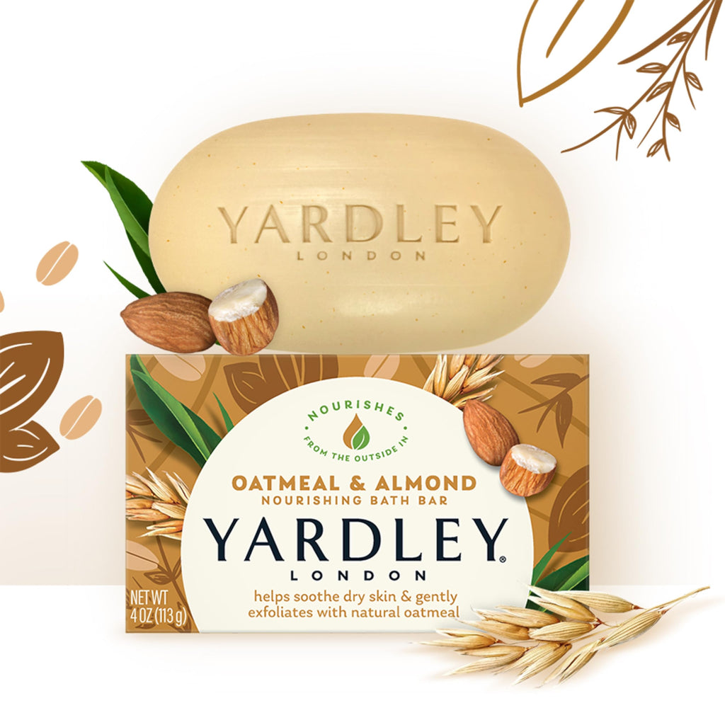 Yardley London Moisturizing Bar – Oatmeal & Almond, Natural Oats (4.0 oz) Pack of 6