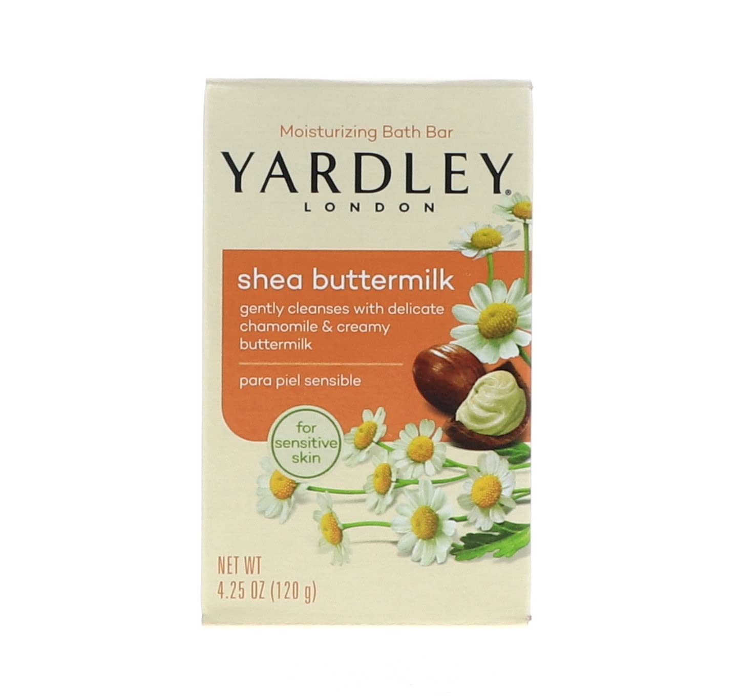 Yardley London Sensitive Skin Shea Buttermilk Bar Soap – 4 oz (Pack of 6)