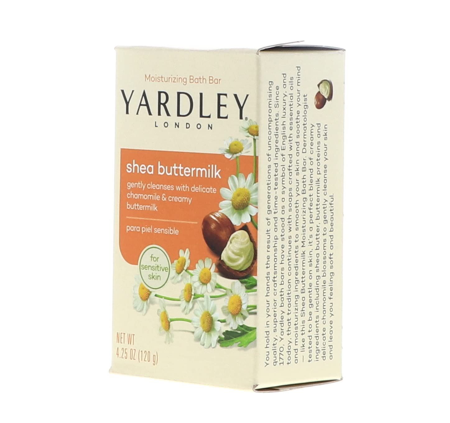 Yardley London Sensitive Skin Shea Buttermilk Bar Soap – 4 oz (Pack of 6)