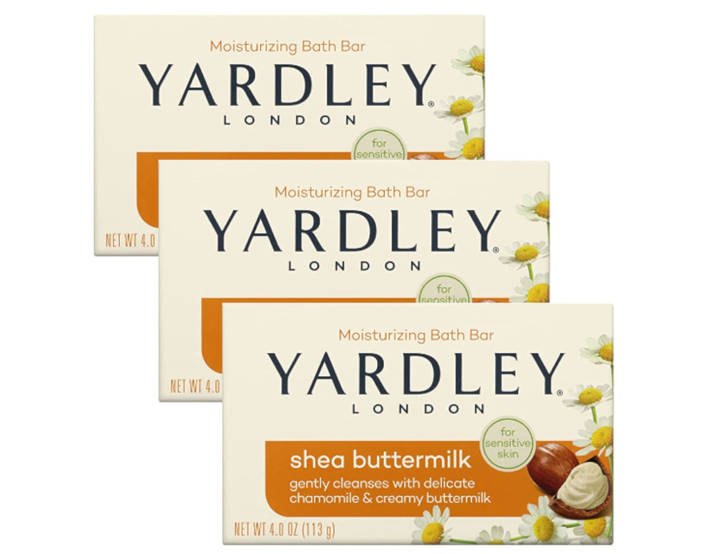 Yardley London Shea Buttermilk Bath Bar 3 Pack (4 oz Each) – Gentle, Nourishing Cleanse
