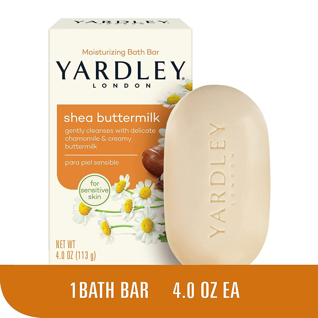 Yardley London Shea Buttermilk Bath Bar 3 Pack (4 oz Each) – Gentle, Nourishing Cleanse