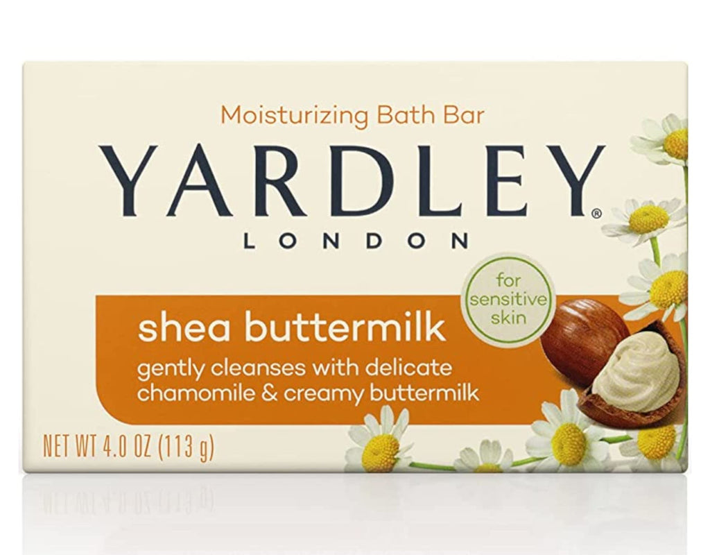 Yardley London Shea Buttermilk Bath Bar 3 Pack (4 oz Each) – Gentle, Nourishing Cleanse
