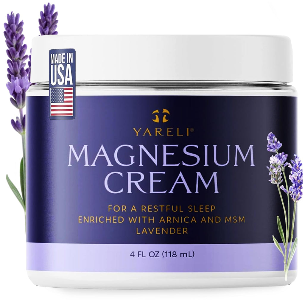 YARELI Magnesium Cream for Pain & Sleep Support – Arnica, MSM, Lavender, 4 oz