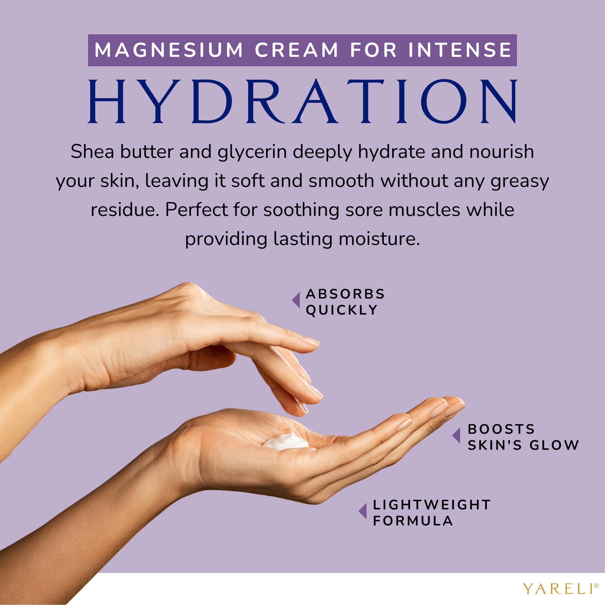 YARELI Magnesium Cream for Pain & Sleep Support – Arnica, MSM, Lavender, 4 oz