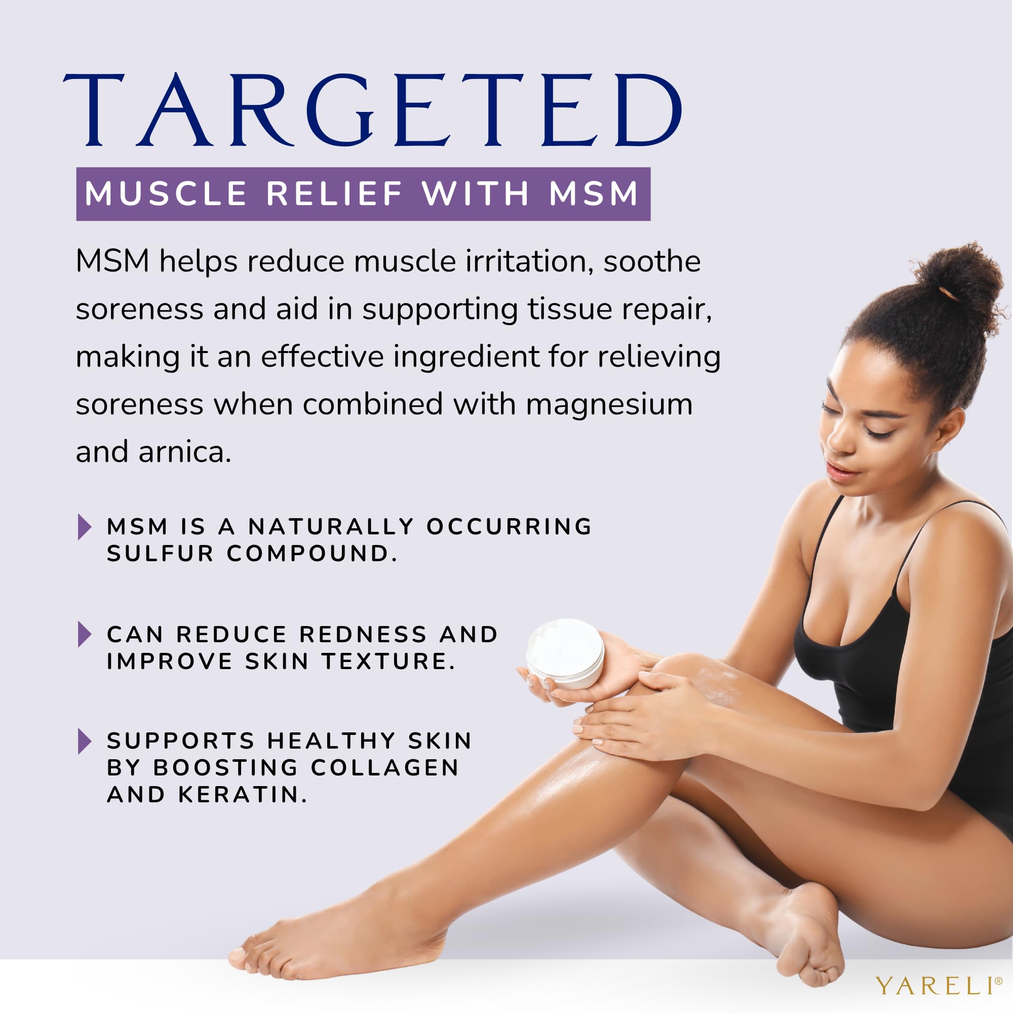 YARELI Magnesium Cream for Pain & Sleep Support – Arnica, MSM, Lavender, 4 oz