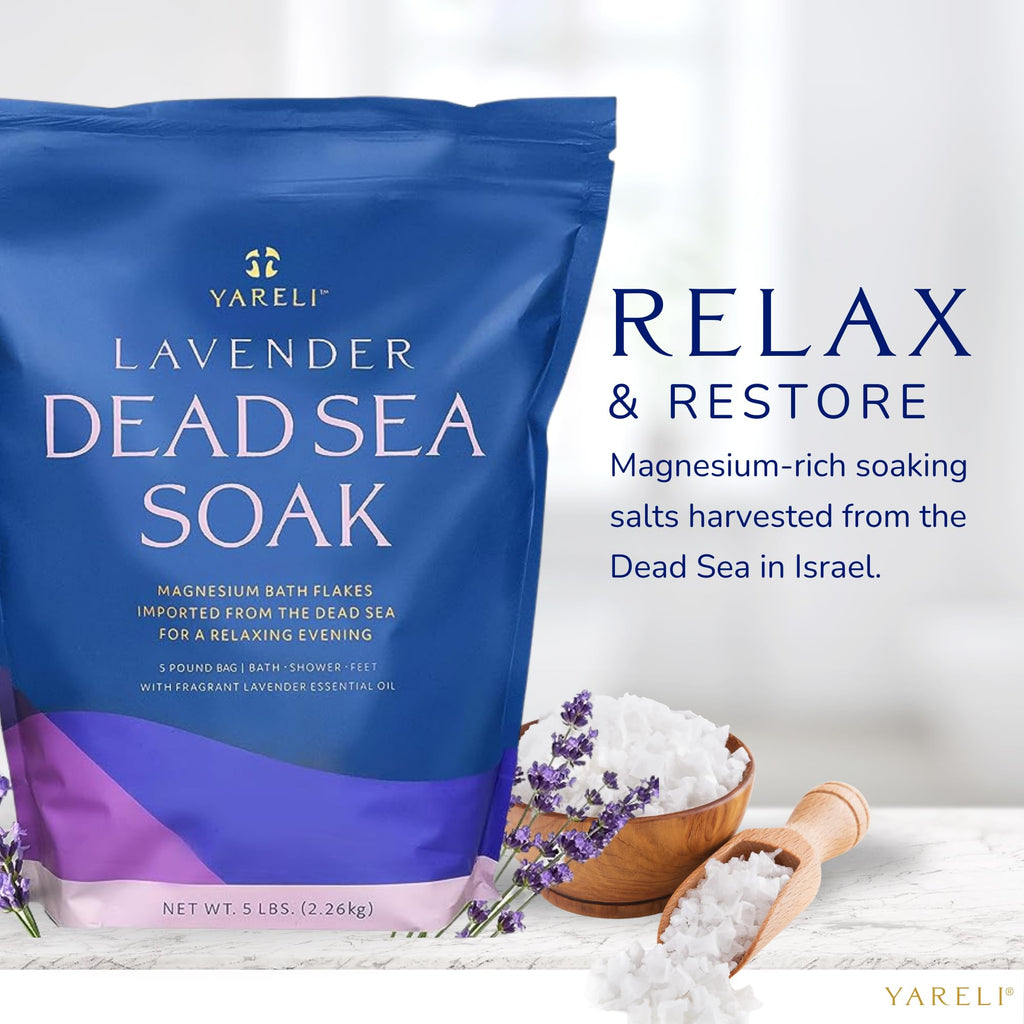 YARELI Magnesium Flakes with Lavender – 5lb Dead Sea Bath Soak