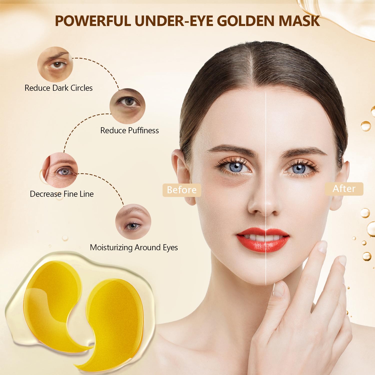 Yargkos 2 Packs 60 Pcs Under Eye Patches – 24K Gold + Pink Hydrating Gel Patches