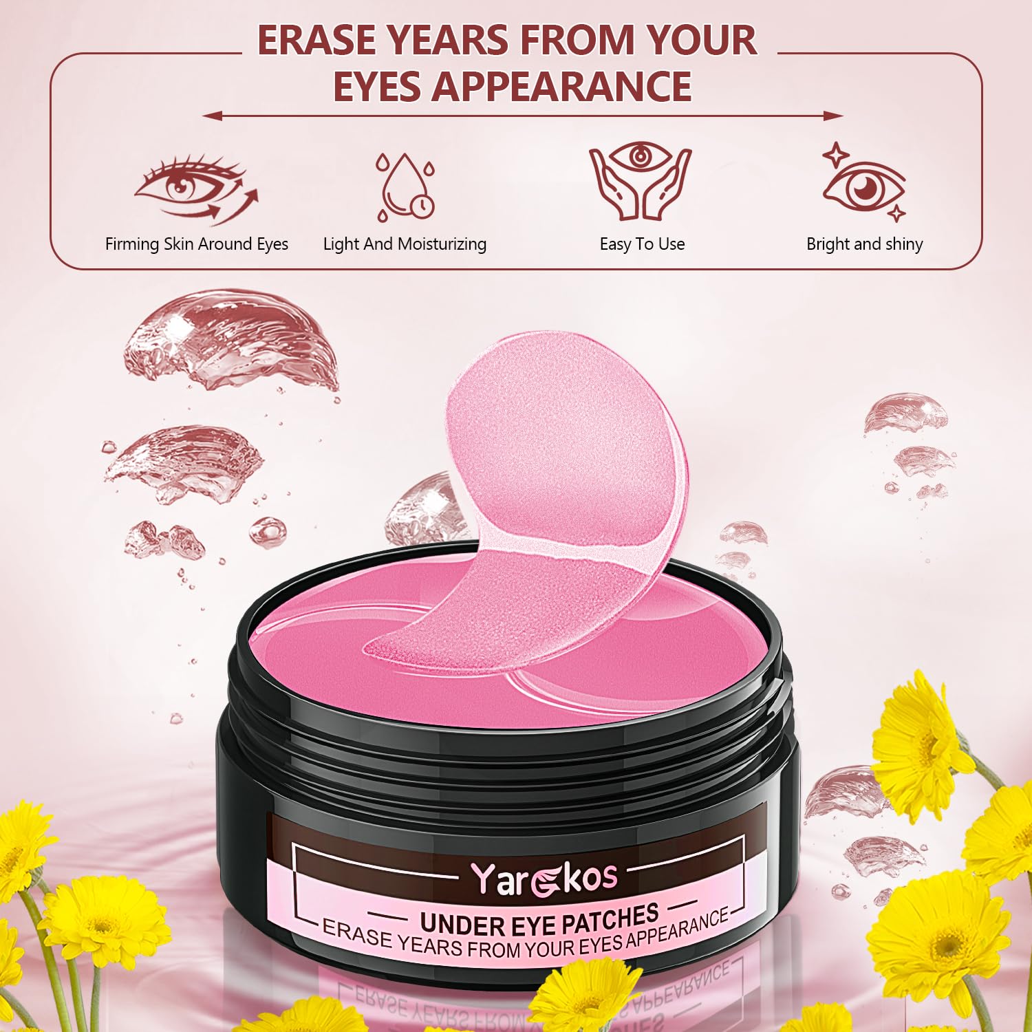 Yargkos 2 Packs Under Eye Patches – 60 Pcs (Green & Pink) Hydrating Collagen Gel Pads