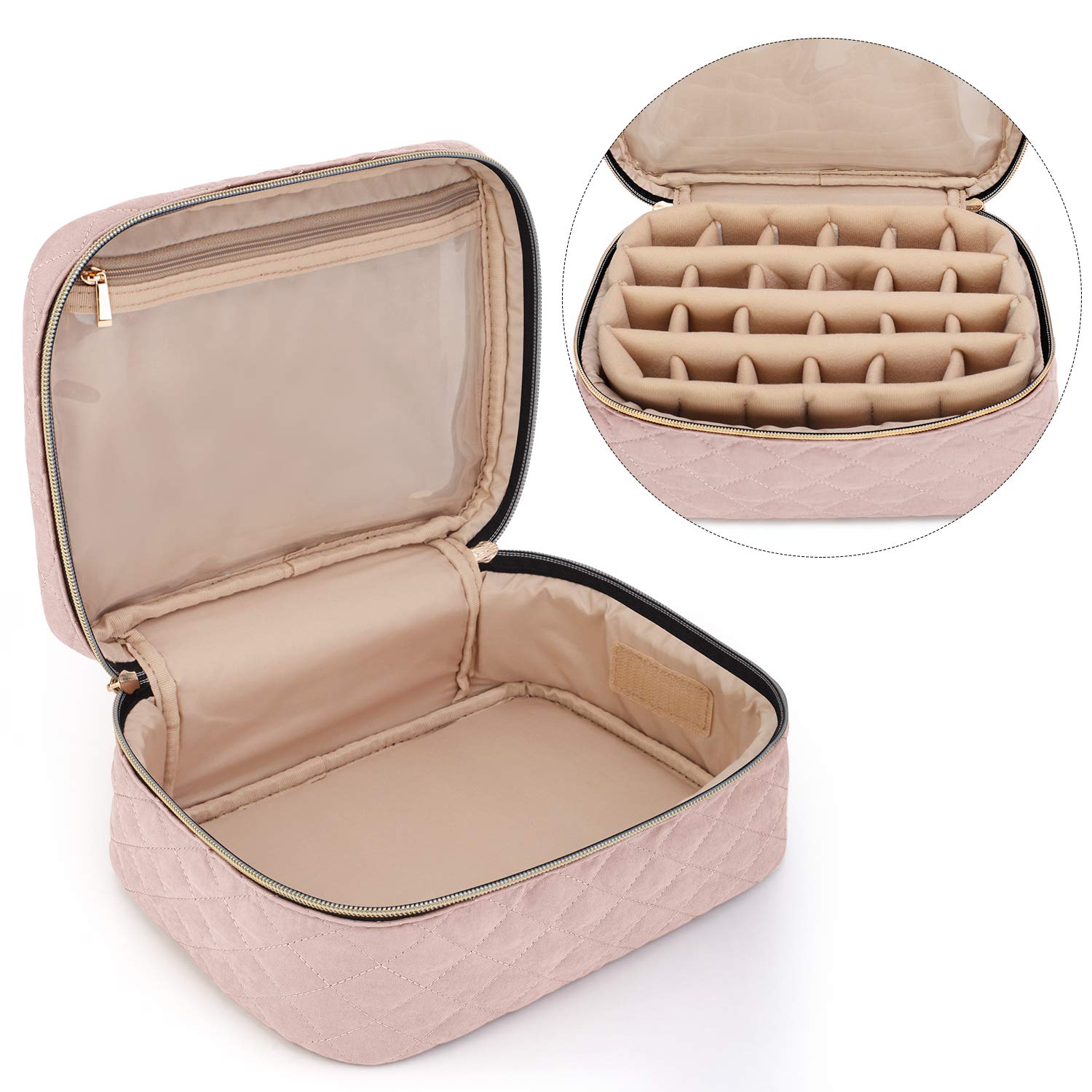 Yarwo Nail Polish Carrying Bag — 24 Bottle Capacity (15ml) Dusty Rose (Bag Only)