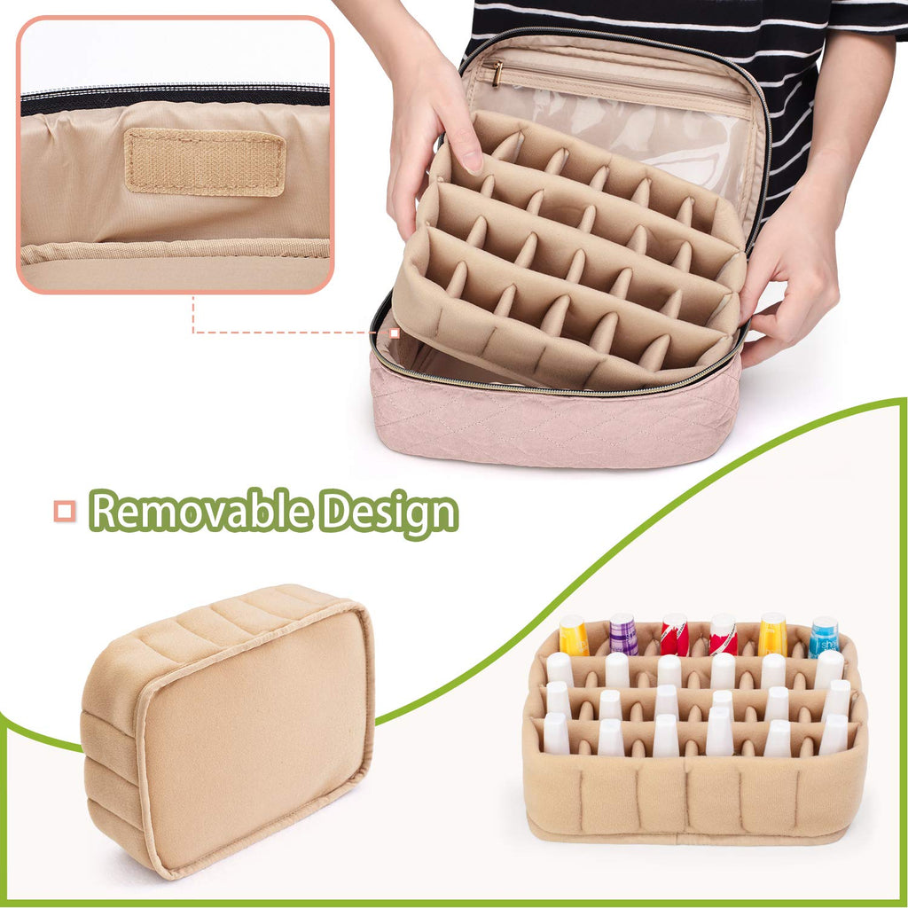 Yarwo Nail Polish Carrying Bag — 24 Bottle Capacity (15ml) Dusty Rose (Bag Only)