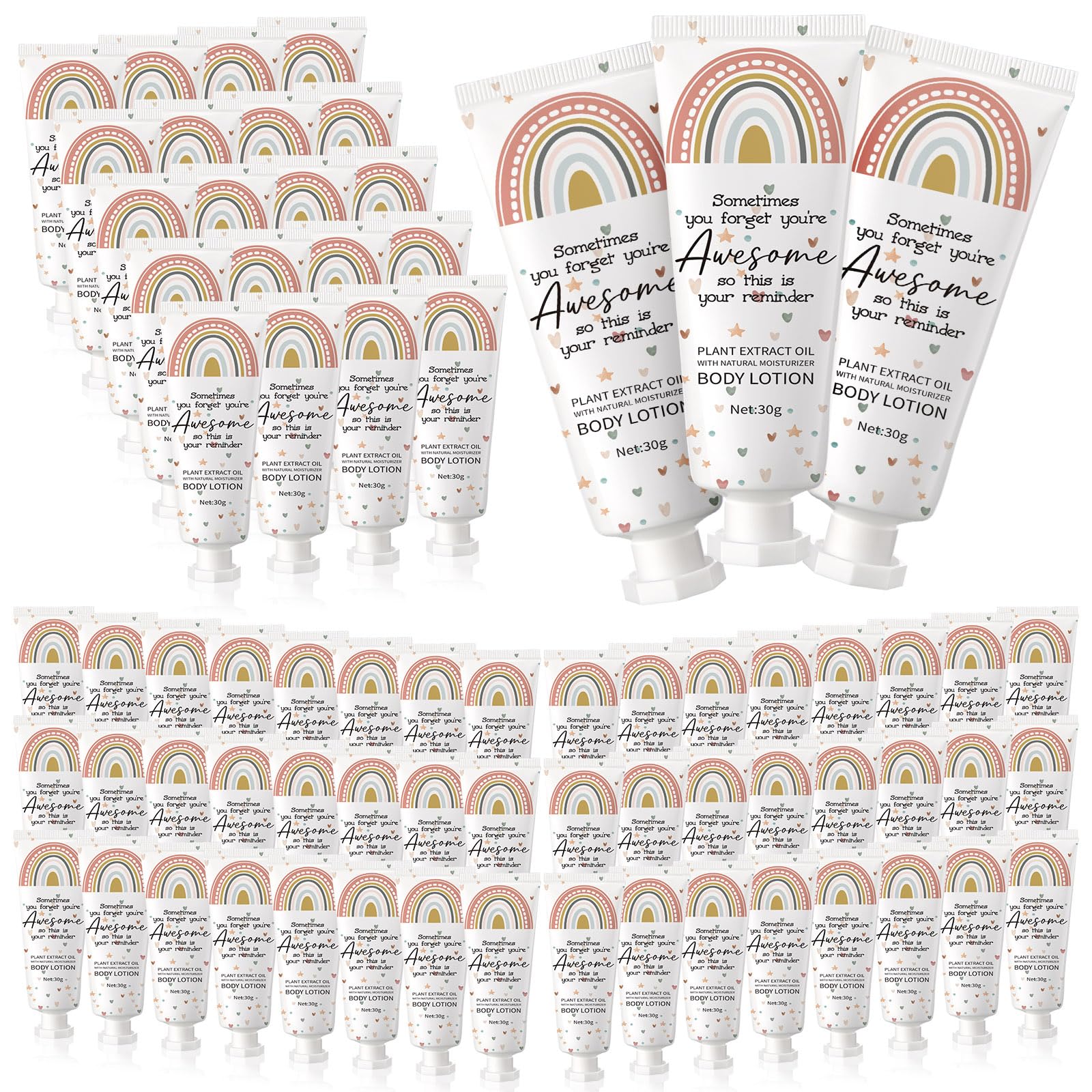 Yaryang 48-Pack Rainbow Boho Thank You Body Lotion Gifts – Travel-Size Office Team Gift Set
