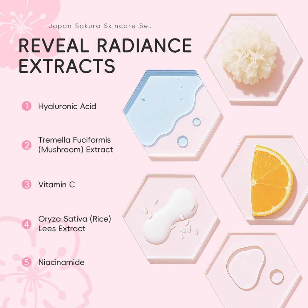 Yasovigi Sakura Travel Skincare Set – 60-Piece Mini Kit for On-the-Go Skin