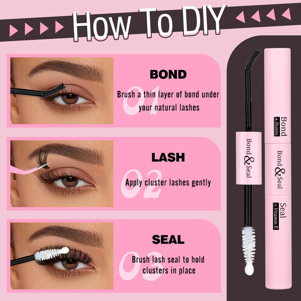 Yawamica Eyelash Extension Kit – Fluffy Volume Lashes, 14-20mm D Curl, 240pcs Clusters + Bond & Seal