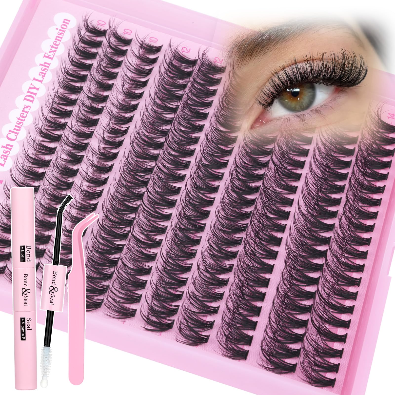 Yawamica Natural Lash Clusters Kit CC Curl 10-14mm DIY Lash Extension