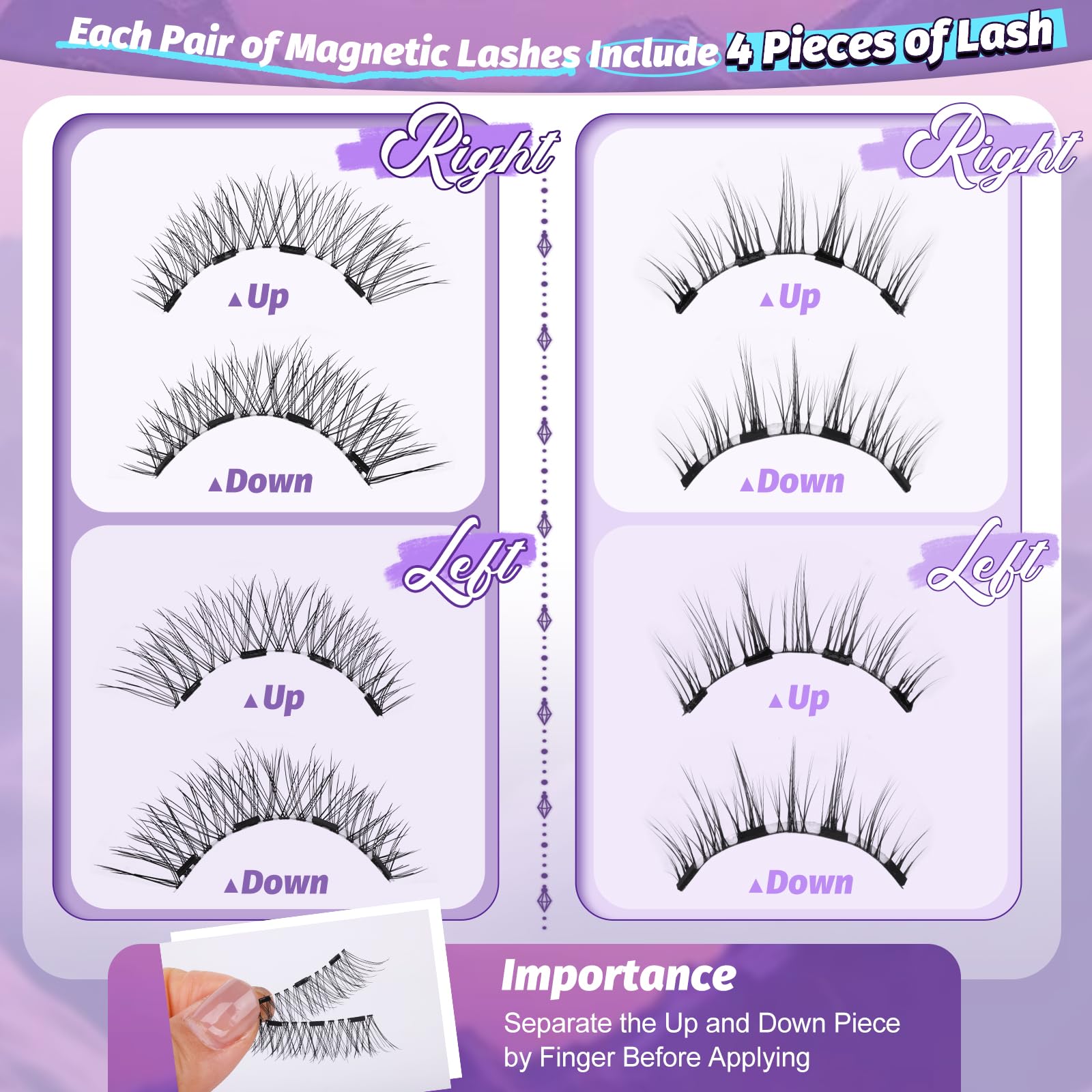 Yawamica Magnetic Eyelashes – 2 Styles, No Glue, 4-Magnet Technology, Reusable with Applicator