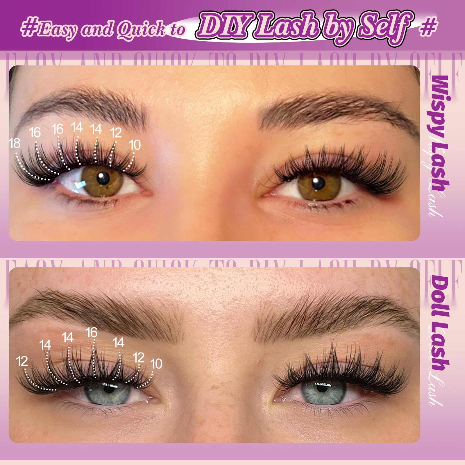 Yawamica Natural Lash Clusters Kit – Wispy DIY Lash Extensions (10-18mm) with Glue & Tweezers