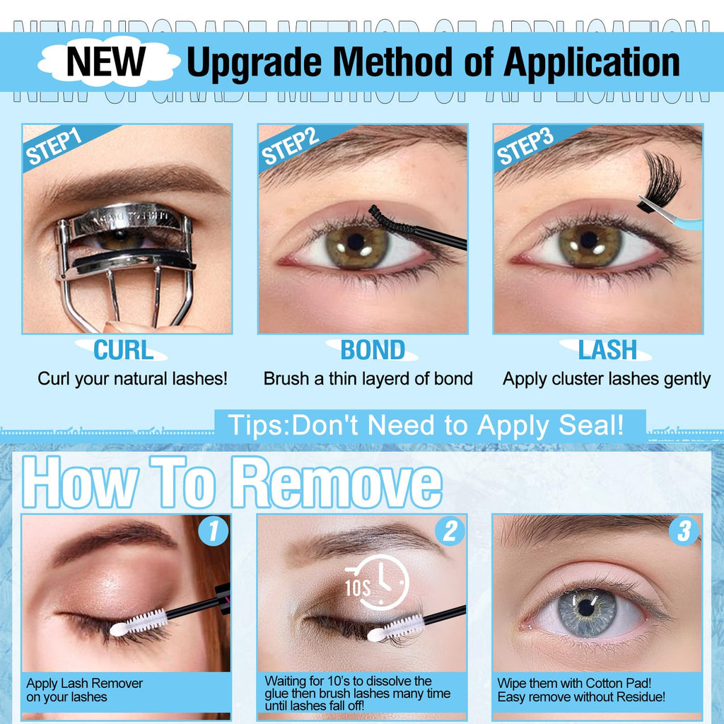 Yawamica Lash Clusters Kit 200D – Fluffy DIY Lash Extensions (10-20mm)